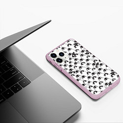 Чехол iPhone 11 Pro матовый Узор с пингвинами, цвет: 3D-розовый — фото 2