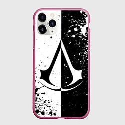 Чехол iPhone 11 Pro матовый Assasins Creed - black and white, цвет: 3D-малиновый