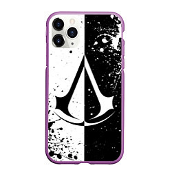 Чехол iPhone 11 Pro матовый Assasins Creed - black and white, цвет: 3D-фиолетовый