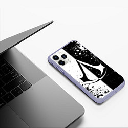 Чехол iPhone 11 Pro матовый Assasins Creed - black and white, цвет: 3D-светло-сиреневый — фото 2