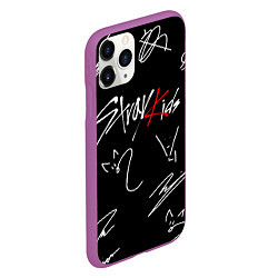 Чехол iPhone 11 Pro матовый Stray kids автографы лого, цвет: 3D-фиолетовый — фото 2