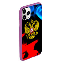 Чехол iPhone 11 Pro матовый Россия герб огненый стиль, цвет: 3D-фиолетовый — фото 2