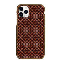 Чехол iPhone 11 Pro матовый Чёрно-коричневый узорчатый, цвет: 3D-коричневый