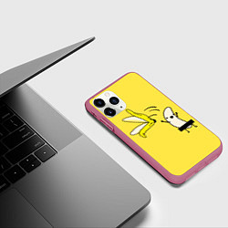 Чехол iPhone 11 Pro матовый Банановый стриптиз, цвет: 3D-малиновый — фото 2