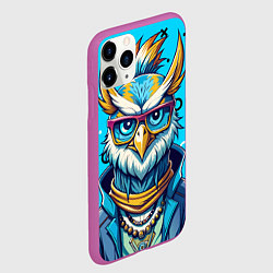 Чехол iPhone 11 Pro матовый Сова в одежде на стиле, цвет: 3D-фиолетовый — фото 2
