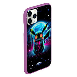 Чехол iPhone 11 Pro матовый Пикачу в космосе - ужас, цвет: 3D-фиолетовый — фото 2
