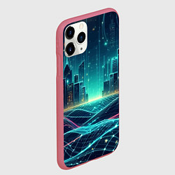 Чехол iPhone 11 Pro матовый Metropolis - vaporwave neon glow, цвет: 3D-малиновый — фото 2