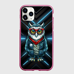 Чехол iPhone 11 Pro матовый Сова в стильной одежде модница, цвет: 3D-малиновый
