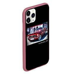 Чехол iPhone 11 Pro матовый Ford Mustang кабриолет модель 1967 года, цвет: 3D-малиновый — фото 2