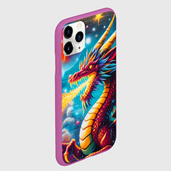 Чехол iPhone 11 Pro матовый Космический дракон - граффити, цвет: 3D-фиолетовый — фото 2