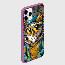 Чехол iPhone 11 Pro матовый Модная сова и стальной фон, цвет: 3D-фиолетовый — фото 2