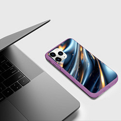 Чехол iPhone 11 Pro матовый Синяя обтекаемая текстура, цвет: 3D-фиолетовый — фото 2