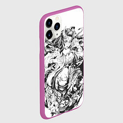 Чехол iPhone 11 Pro матовый Клинок рассекающий демонов Незуко чб, цвет: 3D-фиолетовый — фото 2
