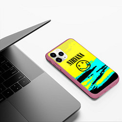 Чехол iPhone 11 Pro матовый Nirvana краски кислотные, цвет: 3D-малиновый — фото 2