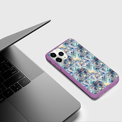Чехол iPhone 11 Pro матовый Паттерн из волков, цвет: 3D-фиолетовый — фото 2