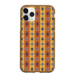 Чехол iPhone 11 Pro матовый Вертикальные полоски с этническим орнаментом, цвет: 3D-коричневый