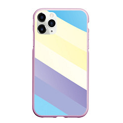 Чехол iPhone 11 Pro матовый Паттерн цветные волны - color waves, цвет: 3D-розовый