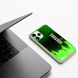 Чехол iPhone 11 Pro матовый Logo Hades green hell fire, цвет: 3D-салатовый — фото 2