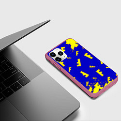 Чехол iPhone 11 Pro матовый Fortnite краски неон, цвет: 3D-малиновый — фото 2