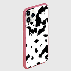 Чехол iPhone 11 Pro матовый Черно белый пятнистый узор, цвет: 3D-малиновый — фото 2
