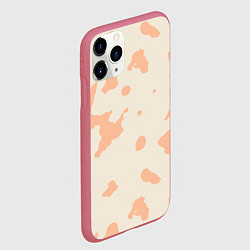 Чехол iPhone 11 Pro матовый Бежевый пятнистый паттерн, цвет: 3D-малиновый — фото 2