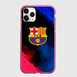 Чехол iPhone 11 Pro матовый Barcelona fc club gradient smoke, цвет: 3D-малиновый