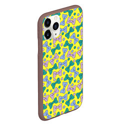 Чехол iPhone 11 Pro матовый Яркий паттерн с бантами, цвет: 3D-коричневый — фото 2
