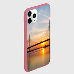 Чехол iPhone 11 Pro матовый Вантовый мост в Санкт-Петербурге, цвет: 3D-малиновый — фото 2