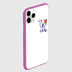 Чехол iPhone 11 Pro матовый Милый кот сонный зевает, цвет: 3D-фиолетовый — фото 2