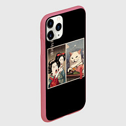 Чехол iPhone 11 Pro матовый Мем с котом в японском стиле, цвет: 3D-малиновый — фото 2