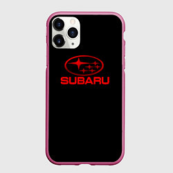 Чехол iPhone 11 Pro матовый Subaru red logo, цвет: 3D-малиновый