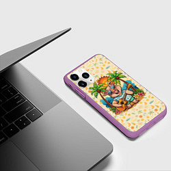 Чехол iPhone 11 Pro матовый Свинья с гитарой жаркое лето, цвет: 3D-фиолетовый — фото 2