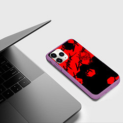 Чехол iPhone 11 Pro матовый Cyberpunk 2077 кибер броня, цвет: 3D-фиолетовый — фото 2