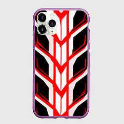Чехол iPhone 11 Pro матовый Красные полосы на чёрно-белом фоне, цвет: 3D-фиолетовый