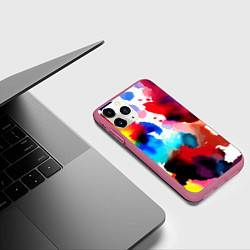 Чехол iPhone 11 Pro матовый Абстрактная акварельная композиция, цвет: 3D-малиновый — фото 2