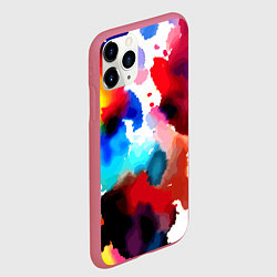 Чехол iPhone 11 Pro матовый Абстрактная акварельная композиция, цвет: 3D-малиновый — фото 2