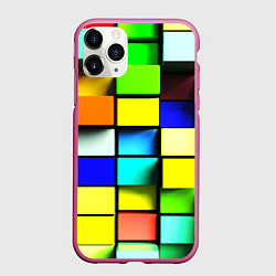 Чехол iPhone 11 Pro матовый Оптические кубы, цвет: 3D-малиновый