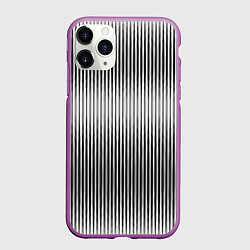 Чехол iPhone 11 Pro матовый Серые вертикальные линии, цвет: 3D-фиолетовый