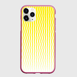 Чехол iPhone 11 Pro матовый Вертикальные волнистые линии, цвет: 3D-малиновый