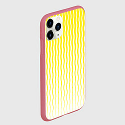 Чехол iPhone 11 Pro матовый Вертикальные волнистые линии, цвет: 3D-малиновый — фото 2