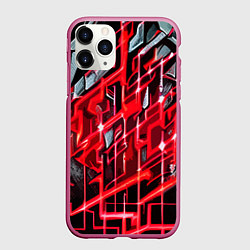 Чехол iPhone 11 Pro матовый Красно-белая абстракция, цвет: 3D-малиновый