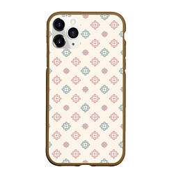 Чехол iPhone 11 Pro матовый Винтажный орнамент на светлом фоне, цвет: 3D-коричневый