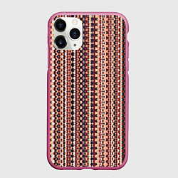 Чехол iPhone 11 Pro матовый Персиковый узор в стиле жаккард, цвет: 3D-малиновый