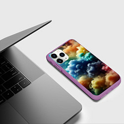 Чехол iPhone 11 Pro матовый Яркий цветной дым, цвет: 3D-фиолетовый — фото 2