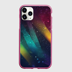 Чехол iPhone 11 Pro матовый Неоновые цветные полосы, цвет: 3D-малиновый