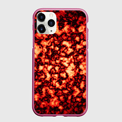 Чехол iPhone 11 Pro матовый Узор огня, цвет: 3D-малиновый