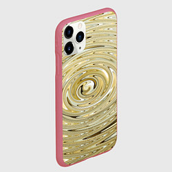 Чехол iPhone 11 Pro матовый Абстракция золотой водоворот, цвет: 3D-малиновый — фото 2