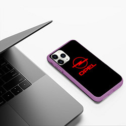 Чехол iPhone 11 Pro матовый Opel red logo auto, цвет: 3D-фиолетовый — фото 2