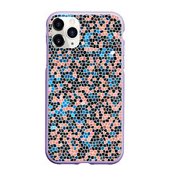 Чехол iPhone 11 Pro матовый Паттерн мозаика бирюзово-розовый, цвет: 3D-светло-сиреневый