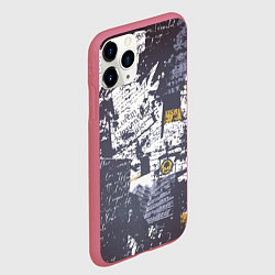 Чехол iPhone 11 Pro матовый Газетная страничка, цвет: 3D-малиновый — фото 2